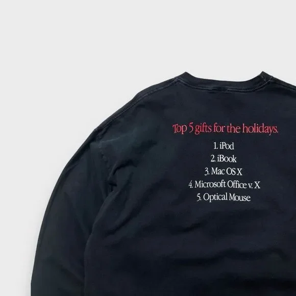 Vtg Y2K Apple Top 5 Holiday GIfts Shirt, 2-Sided Promo, iPod iBook Mac Xmas 2XL - Picture 5 of 6